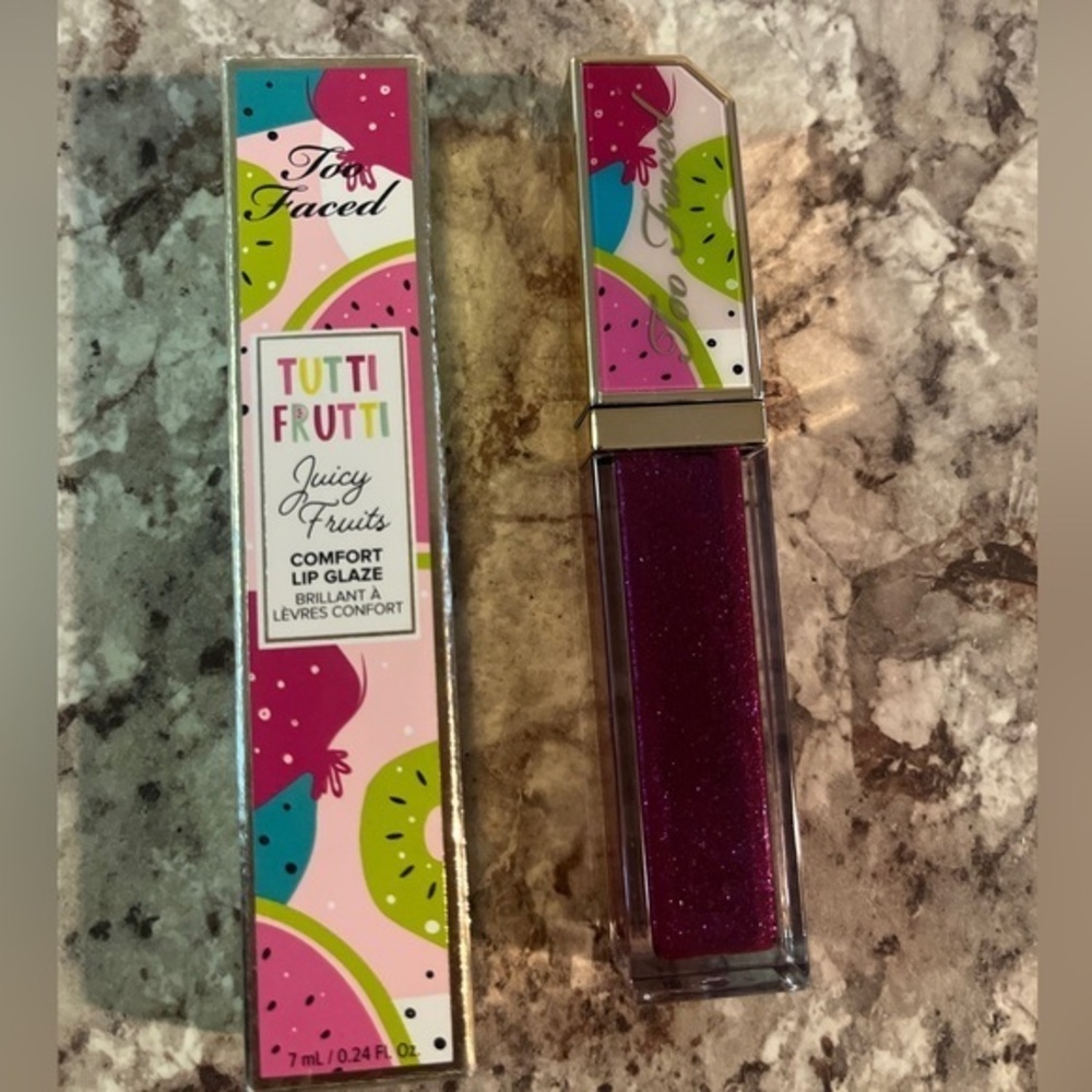 Too Faced Juicy‎ Fruits Lip Gloss Glaze “Plum Crazy!” 7ml/0.24 oz NEW With Box